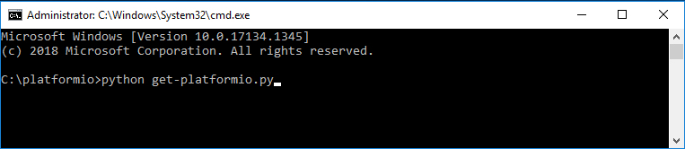 Run the Get PlatformIO script from command line